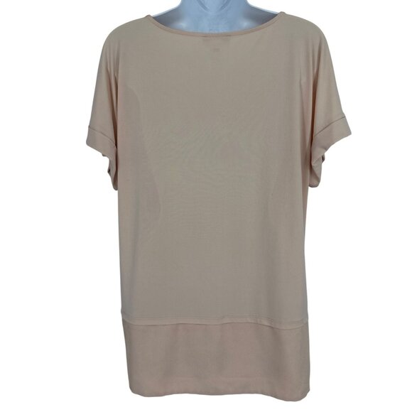 Calvin Klein Womens Short Sleeve Blouse With Layered Hem & Metal Logo Size M - Picture 5 of 10